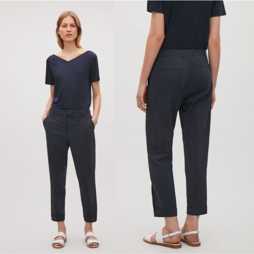 COS Straight Tailored Trousers in Shadow Blue - Picture 1 of 11